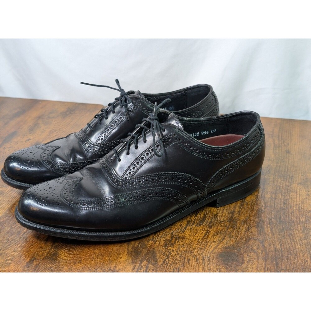 Vintage Men's Leather Dress Shoes Black Florsheim Shoe 9.5 D